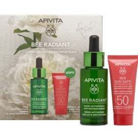 Apivita Promo Bee Radiant Serum Ορός Προσώπου για Λάμψη & Ξεκούραστη Όψη, 30ml & Anti-Spot & Anti-Age Defence Face Cream Κρέμα Προσώπου Κατά των Πανάδων & των Ρυτίδων SPF50, 15ml, 1σετ