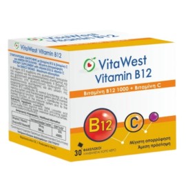 VitaWest Vitamin B12 1000μg & Vitamin C, 30 Φακελίσκοι