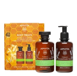 Apivita Body Treats Promo με Tonic Mountain Tea Αφρόλουτρο με Αιθέρια Έλαια, 250ml & Tonic Mountain Γαλάκτωμα Σώματος, 200ml, 1σετ