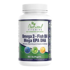 Natural Vitamins Omega 3 Fish Oil Mega EPA/DHA, 60 softgels