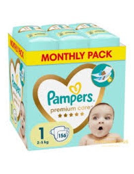 Pampers Premium Care Πάνες Μέγεθος 1 (2kg - 5kg), Monthly Pack 156τμχ