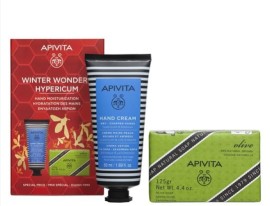 Apivita Winter Wonders Hypericum Promo Hand Cream Κρέμα Χεριών για Ξηρά & Σκασμένα Χέρια, 50ml & Natural Soap Φυσικό Σαπούνι με Ελιά, 125gr, 1σετ