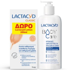 Lactacyd Promo με Body Care Deeply Moisturising Κρεμώδες Αφρόλουτρο, 300ml & Δώρο Classic Intimate Washing Lotion Καθημερινή Φροντίδα για την Ευαίσθητη Περιοχή, 200ml, 1σετ