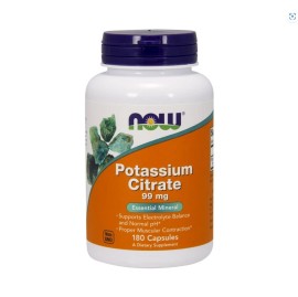 Now Foods Potassium Citrate 99mg Συμπλήρωμα Διατροφής,Κιτρικό Κάλιο για την Ισορροπία των Ηλεκτρολυτών στον Οργανισμό, 180 κάψουλες