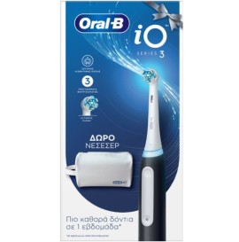 Oral-B iO Series 3 Ηλεκτρική Οδοντόβουρτσα Black, 1τεμ & Δώρο Νεσεσέρ, 1 σετ