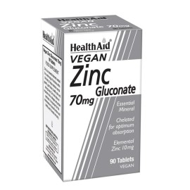 Health Aid Zinc Gluconate 70mg Γλυκονικός Ψευδάργυρος 90tabs