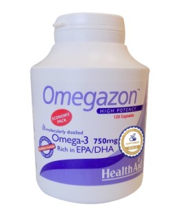 Health Aid Omegazon 750mg Ω3 Πολυακόρεστα Λιπαρά Οξέα EPA και DHA, 120 κάψουλες