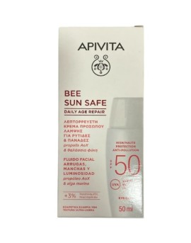 Apivita Bee Sun Safe Daily Age Repair SPF50, Λεπτόρρευστο Αντηλιακό Προσώπου με Αντιγηραντική Δράση, 50ml