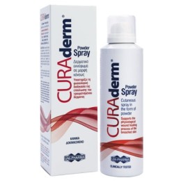 Uni-Pharma Curaderm Powder Spray Υποστηρίζει τη Φυσιολογική Διαδικασία της Επούλωσης του Τραυματισμένου Δέρματος, 125ml