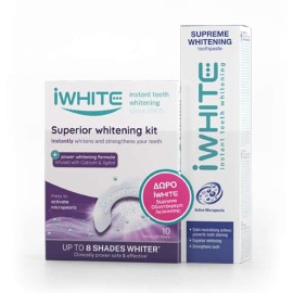 iWhite Promo Superior Whitening Kit Μασελάκια Λεύκανσης, 10τεμ & Instant Teeth Whitening Oδοντόκρεμα Λεύκανσης Δοντιών, 75ml