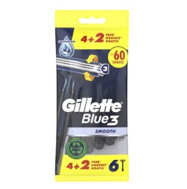 Gillette (4+2 Δώρο) Blue 3 Smooth Ξυραφάκια μίας Χρήσης, 6 τεμάχια