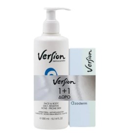 Version Azaderm Promo με Cleanser Gel Τζελ Καθαρισμού Προσώπου & Σώματος, 300ml & Cream Κρέμα Προσώπου κατά της Ακμής 30ml, 1σετ