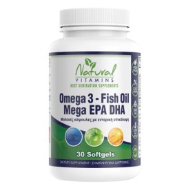 Natural Vitamins Omega 3 Fish Oil Mega EPA/DHA, 30 μαλακές κάψουλες