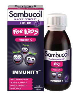 Sambucol Black Elderberry for kids + Vitamin C Σιρόπι για την ενίσχυση του ανοσοποιητικού 120ml