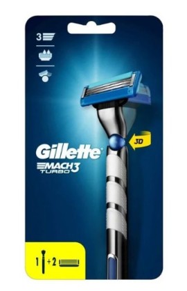 Gillette Mach3 Turbo Λαβή Aνδρικής Ξυριστικής Μηχανής, 1τεμ & Ανταλλακτικές Κεφαλές, 2τεμ, 1σετ