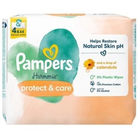 Pampers Harmonie Protect & Care Μωρομάντηλα, 4×44 τεμάχια