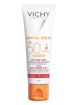 Vichy Capital Soleil Anti-Ageing 3in1 SPF50 Αντηλιακή Κρέμα Προσώπου με Αντιγηραντική Δράση, 50ml