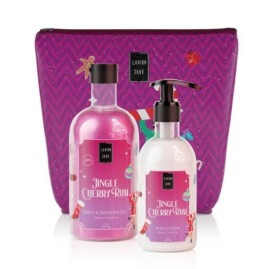 Lavish Care Jingle Cherry Rum Bag Set με Bath & Shower Gel Aφρόλουτρο, 500ml & Glitter Body Lotion Κρέμα Σώματος, 300ml, 1σετ