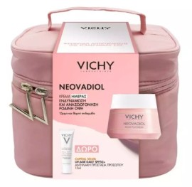 Vichy Neovadiol Rose Platinium , Κρέμα Ημέρας- 50ml & ΔΩΡΟ Capital Soleil, UV-AGE DAILY SPF50+ Αντηλιακή προσώπου 15ml & Ροζ Νεσεσέρ